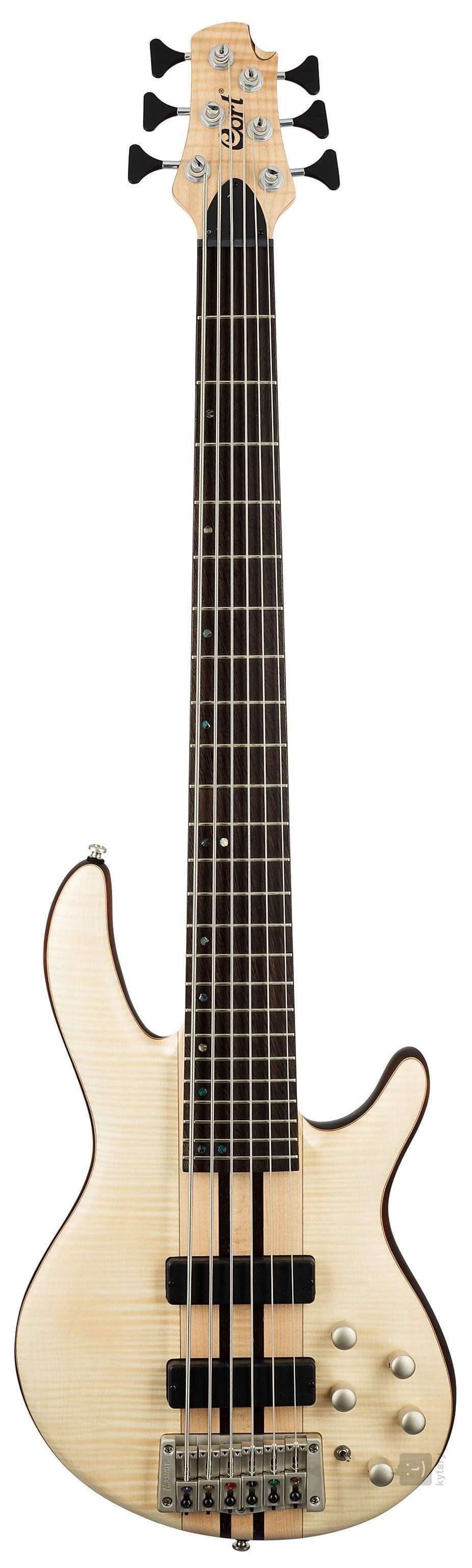 Cort A-6 Plus FMMH 6-String Electric Bass With Bag, Open Pore Natural