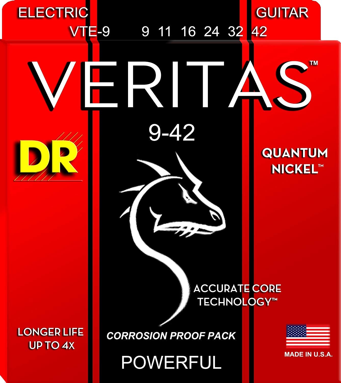 DR Strings VTE-9 VERITAS Coated Core Electric Guitar Strings | Light (009 - 042)