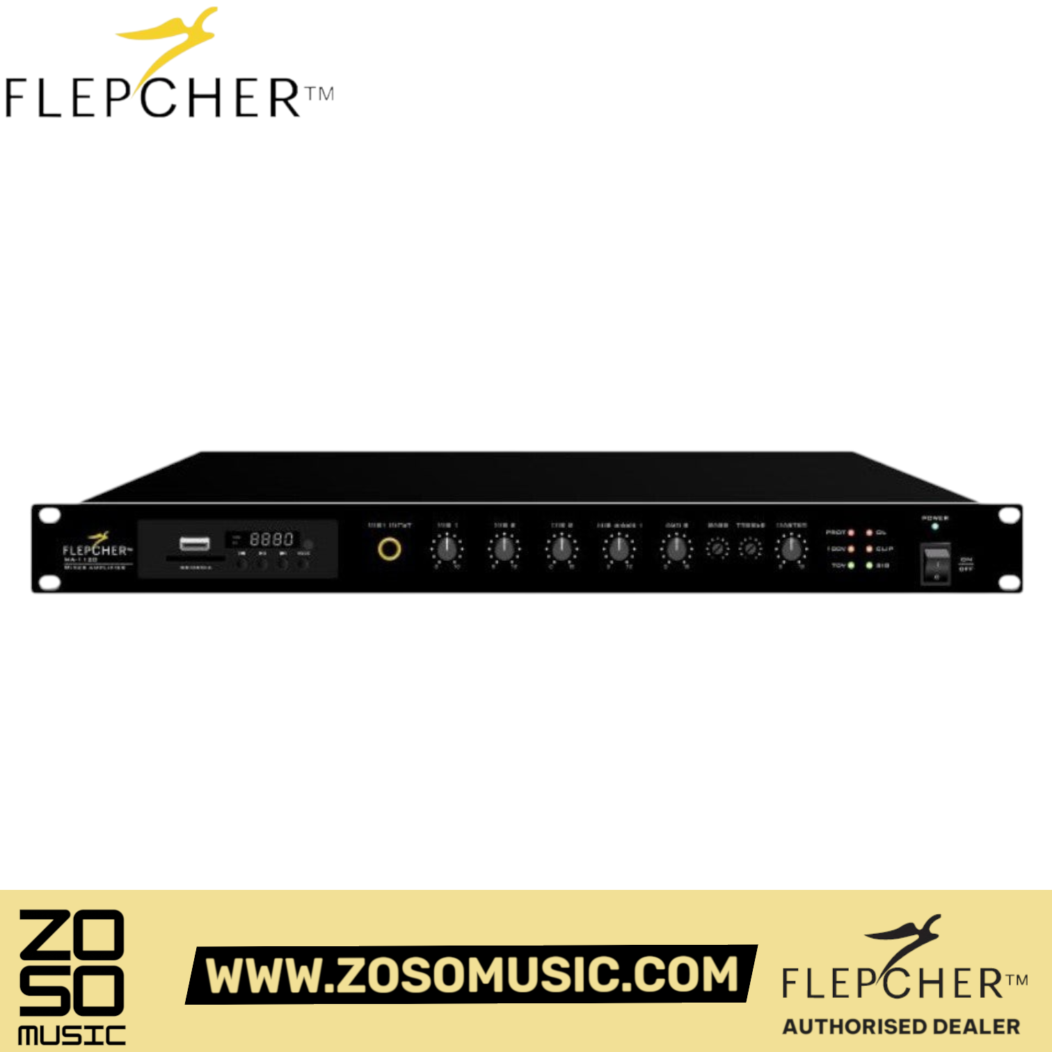 Flepcher MA-1120MKII/MA-1240MKII Mixer amplifier with MP3/Tuner/Bluetooth & Euro Block Connector | Zoso Music Sdn Bhd