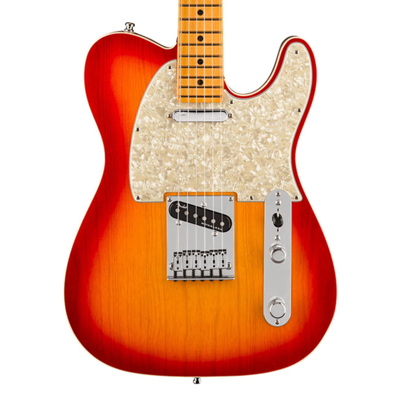 Fender American Ultra Telecaster Electric Guitar, Maple FB, Plasma Red Burst
