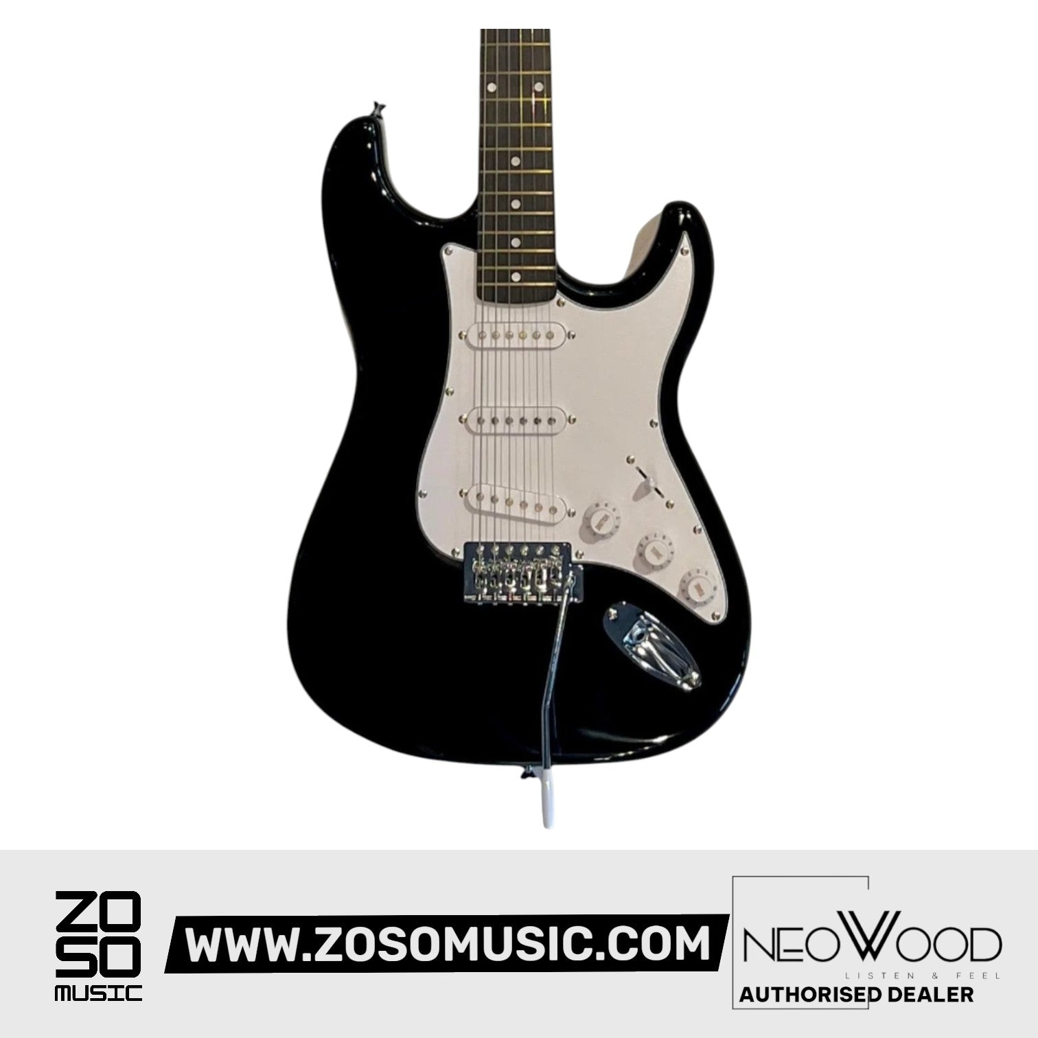 Neowood ST111 BK Stratocaster Electric Guitar SSS Black | Zoso Music Sdn Bhd