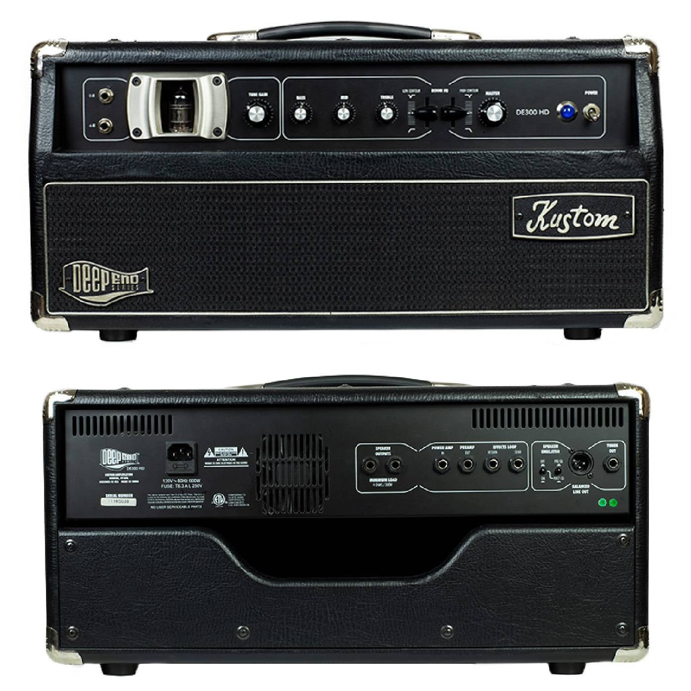 Kustom DE300HD + DE410H Deep End 300W Hybrid Tube Bass Amplifier Head with 400W Speaker Cabinet (4 x 10Inch Speakers)