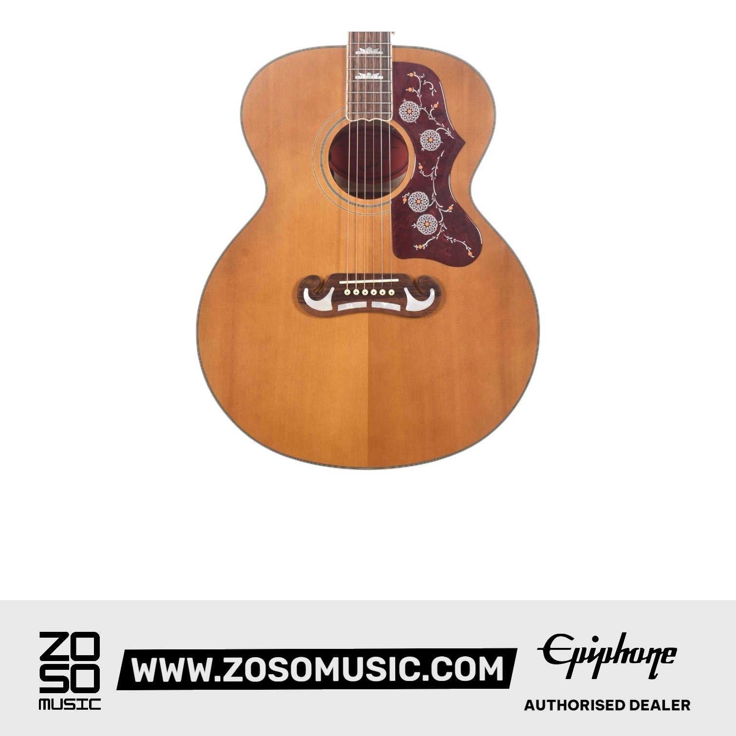 Epiphone IGMTJ200ANAGH1 J-200 Acoustic Guitar (All Solid Wood; Fishman Sonitone) Aged Natural Antique Gloss |  EPIPHONE |  ACOUSTIC GUITAR |  Zoso Music