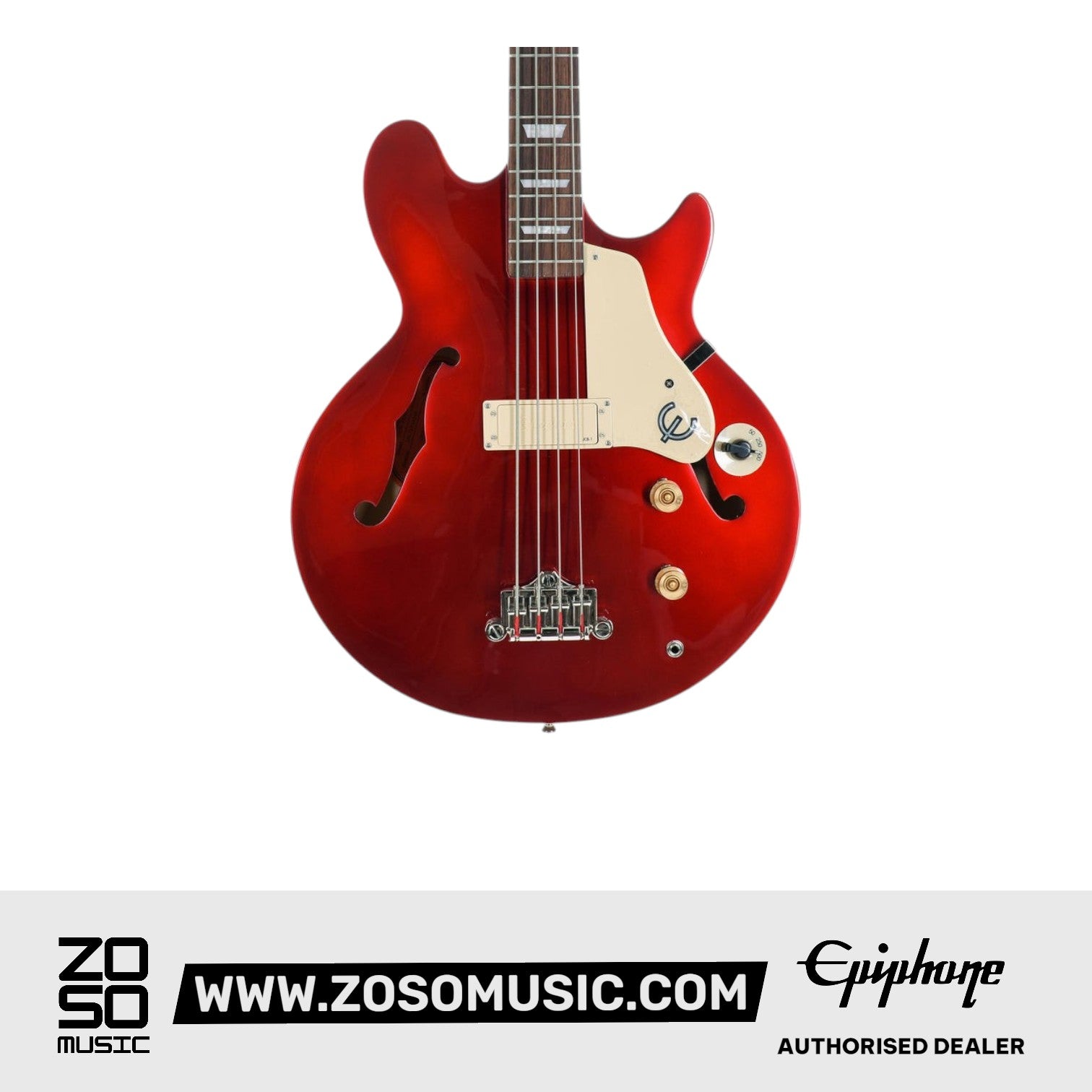 Epiphone EBJCSBUNH1 Jack Casady Semi Hollowbody Electric Bass - Sparkling Burgundy ( FREE Gator GBE-BASS Gig Bag ) |  EPIPHONE |  BASS GUITAR |  Zoso Music