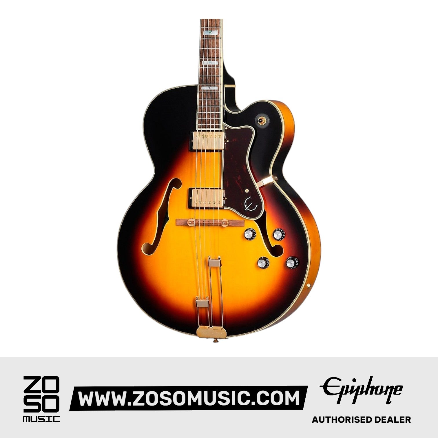 Epiphone Broadway Hollowbody Electric Guitar - Vintage Sunburst | Zoso Music Sdn Bhd