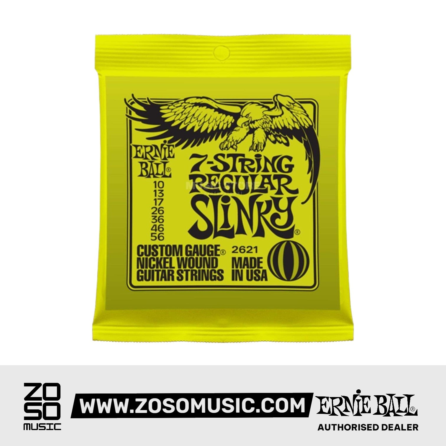 Ernie Ball Regular Slinky 7-String Nickel Wound Electric Guitar Strings, 10-56 | Zoso Music Sdn Bhd
