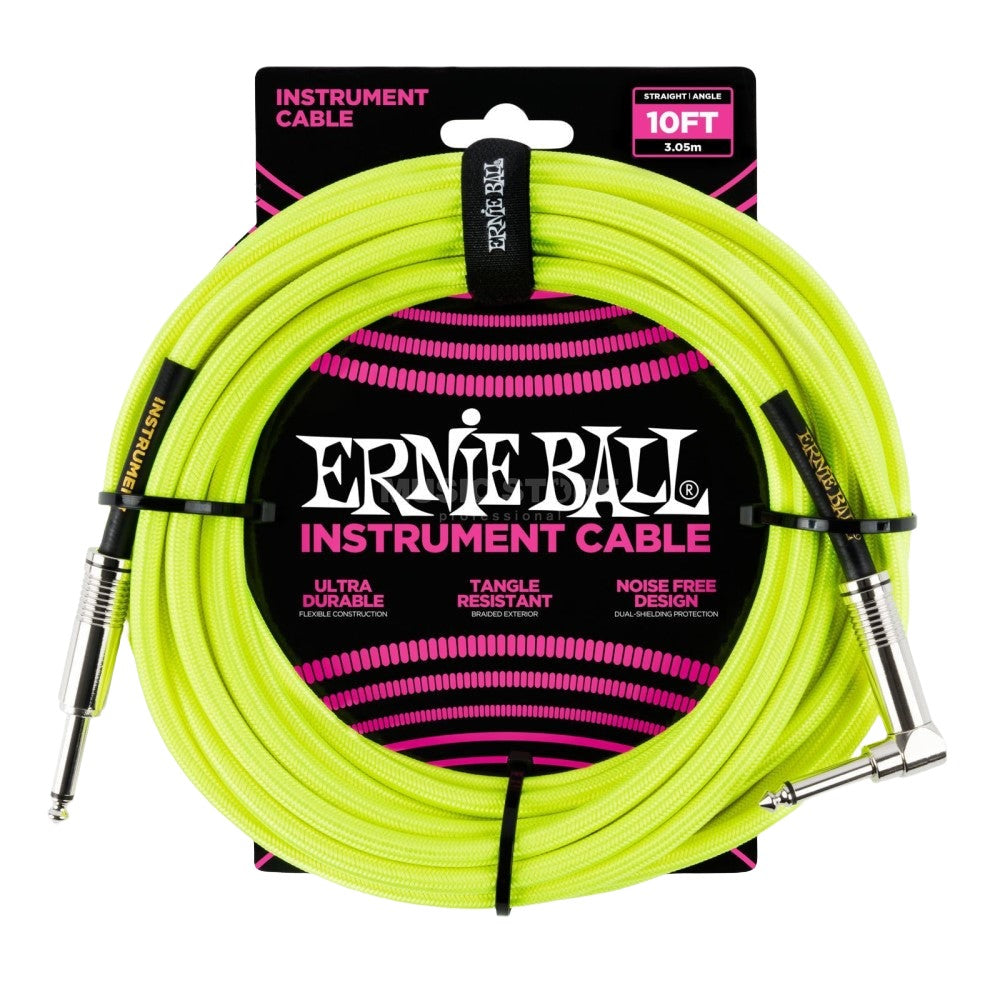 Ernie Ball EB6080 Instrument Cable 10 Ft, Neon Yellow | Zoso Music Sdn Bhd