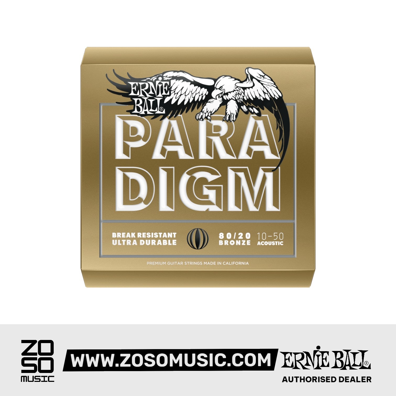 ERNIE BALL PARADIGM EXTRA LIGHT 80/20 BRONZE ACOUSTIC GUITAR STRINGS - 10-50 GAUGE | ERNIE BALL , Zoso Music
