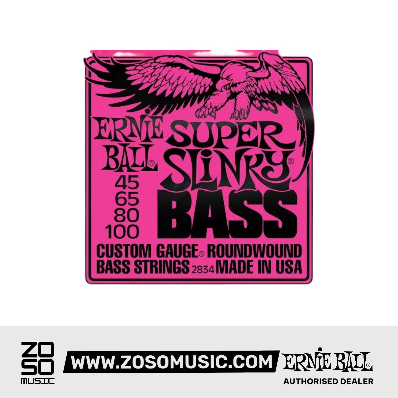 Ernie Ball P02834 Super Slinky Nickel Wound Electric Bass Strings, 45-100 Gauge |  ERNIE BALL |  STRINGS-ELECTRIC GUITAR |  Zoso Music