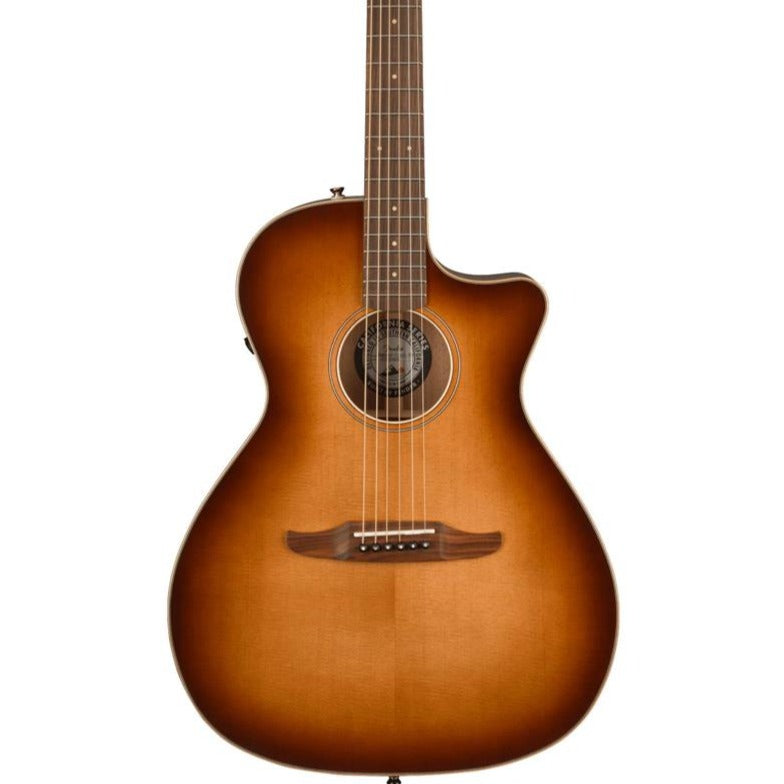 Fender California Newporter Classic Acoustic Guitar w/Bag, PF FB, Aged Cherry Burst
