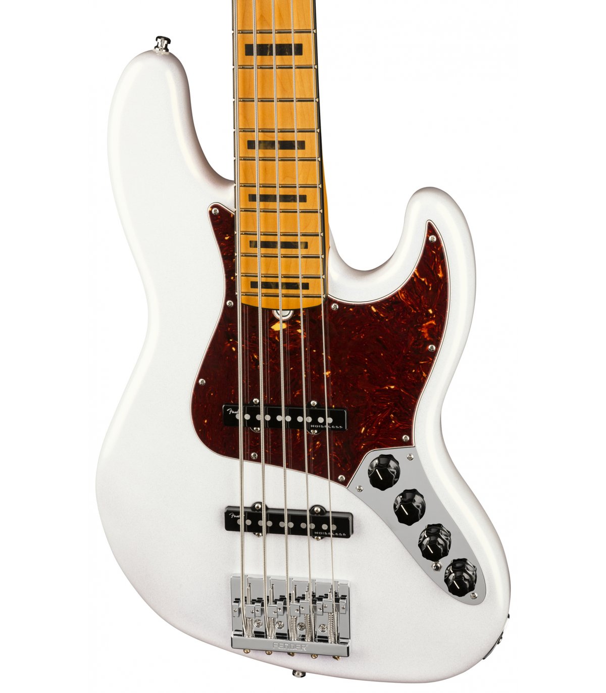Fender American Ultra 5-String Jazz Bass Guitar, Maple FB, Arctic Pearl
