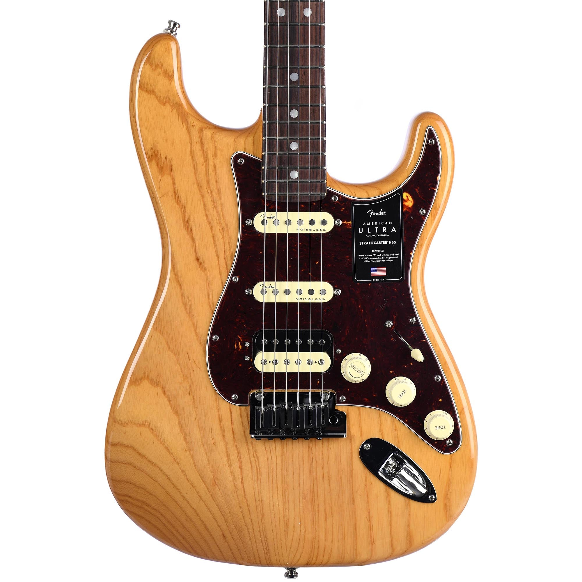 Fender American Ultra Stratocaster Electric Guitar, RW FB, Aged Natural