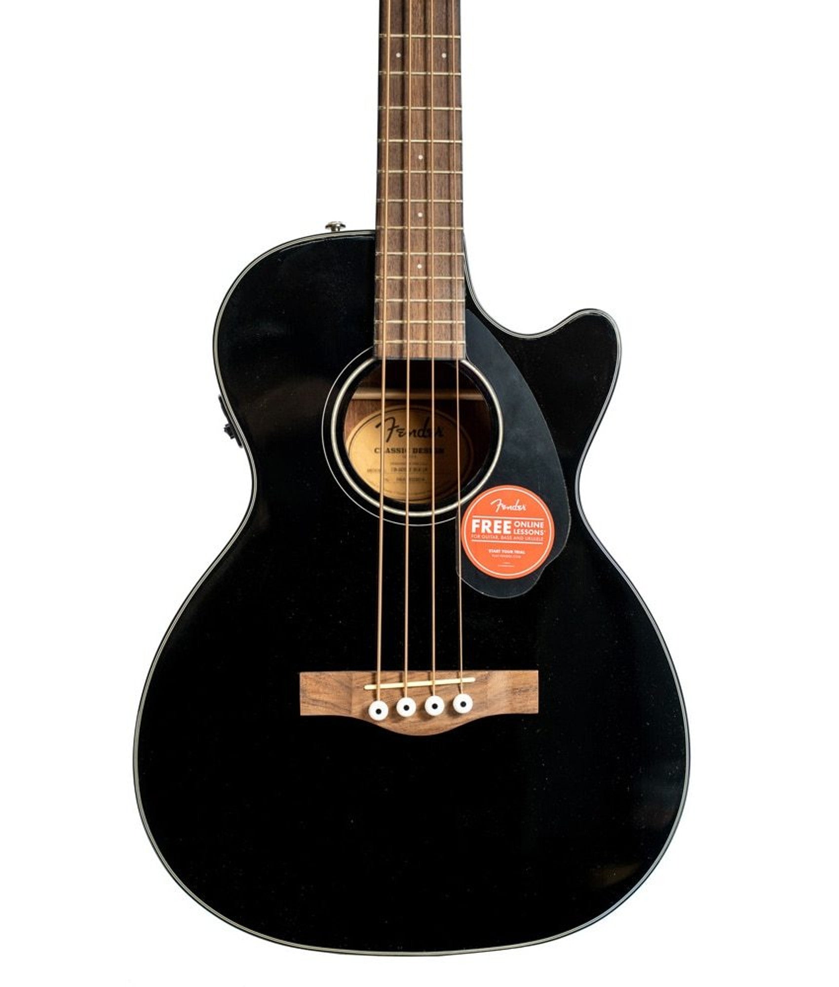 Fender CB-60SCE Acoustic Bass Guitar w/Cutaway & Electronics, Laurel FB, Black