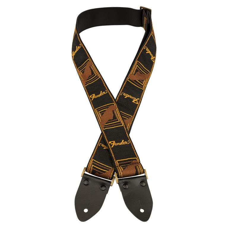 Fender 2 Inch Monogrammed Strap, Black/Yellow/Brown