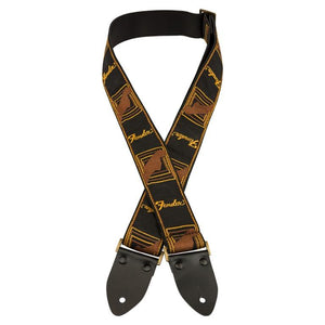 Fender 2 Inch Monogrammed Strap, Black/Yellow/Brown |  FENDER |  STRAP |  Zoso Music