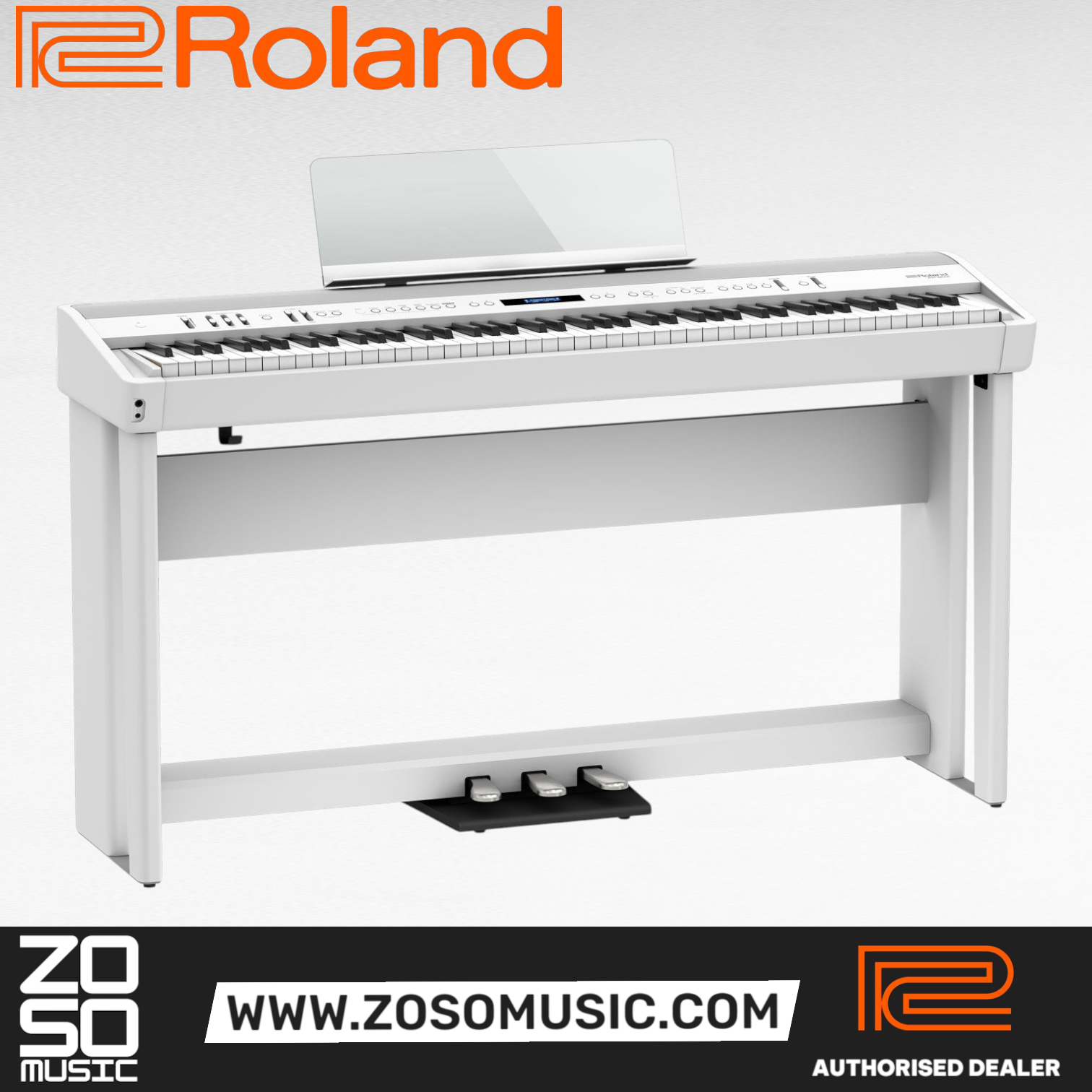 Roland FP-90X 88-key Digital Piano Home Package with Piano Bench, RH-5 Headphone, Pedals and Piano Stand - White (FP90X / FP 90X, ROLAND, DIGITAL PIANO, roland-digital-piano-fp90x-wh, ZOSO MUSIC SDN BHD
