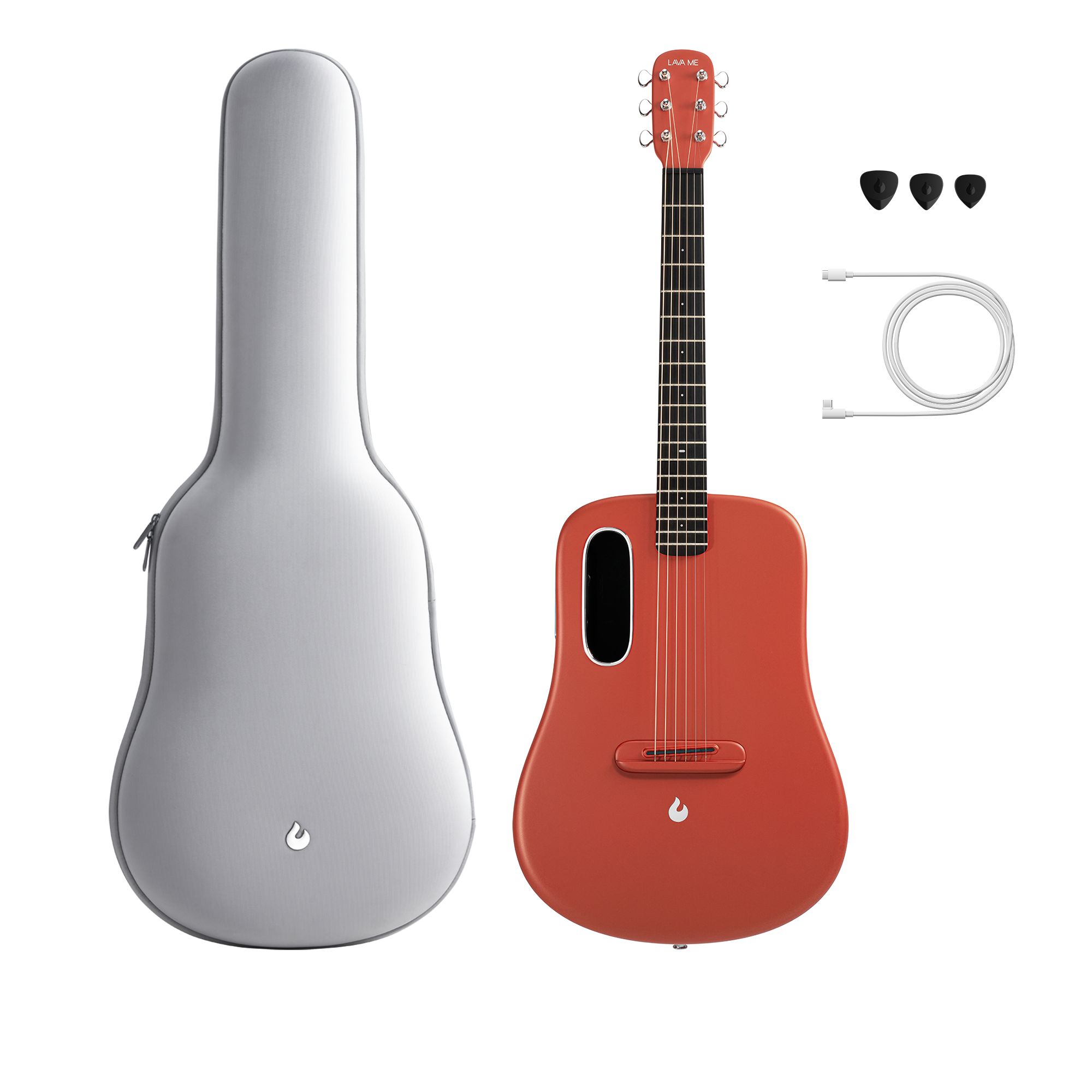 Lava Me 3 38inch Carbon Fiber Smart Guitar with Space Bag - Red