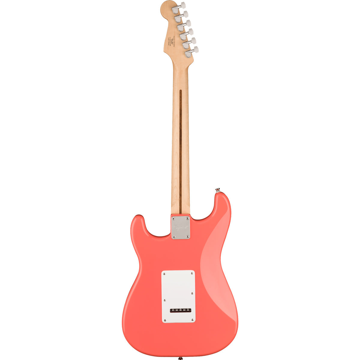 Squier Sonic Stratocaster HSS Electric Guitar Bundle w/White Pickguard, Maple FB, Tahitian Coral