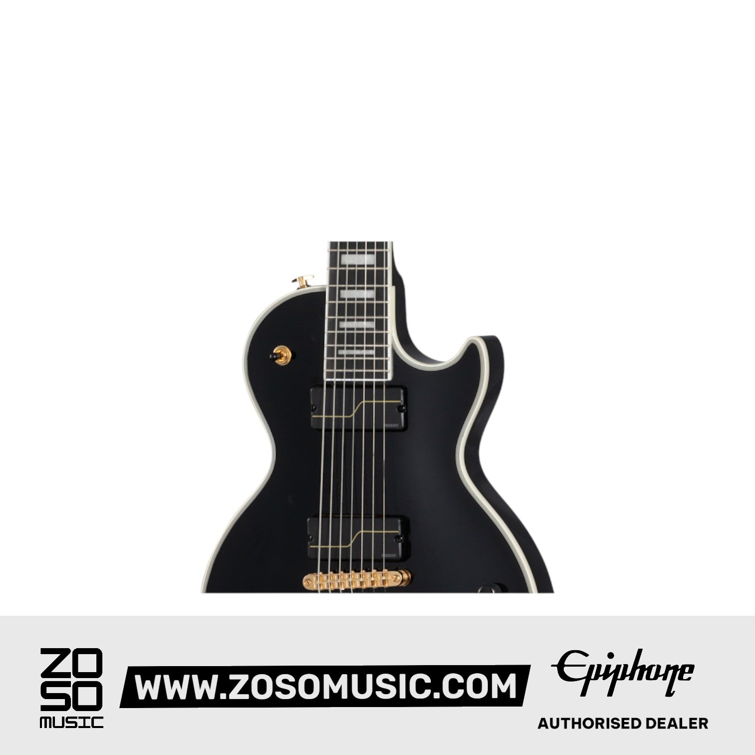 Epiphone EILPCMKH7EBGH3 Matt Heafy Origins Les Paul Custom 7-String (Incl. Hard Case) Ebony |  EPIPHONE |  ELECTRIC GUITAR |  Zoso Music