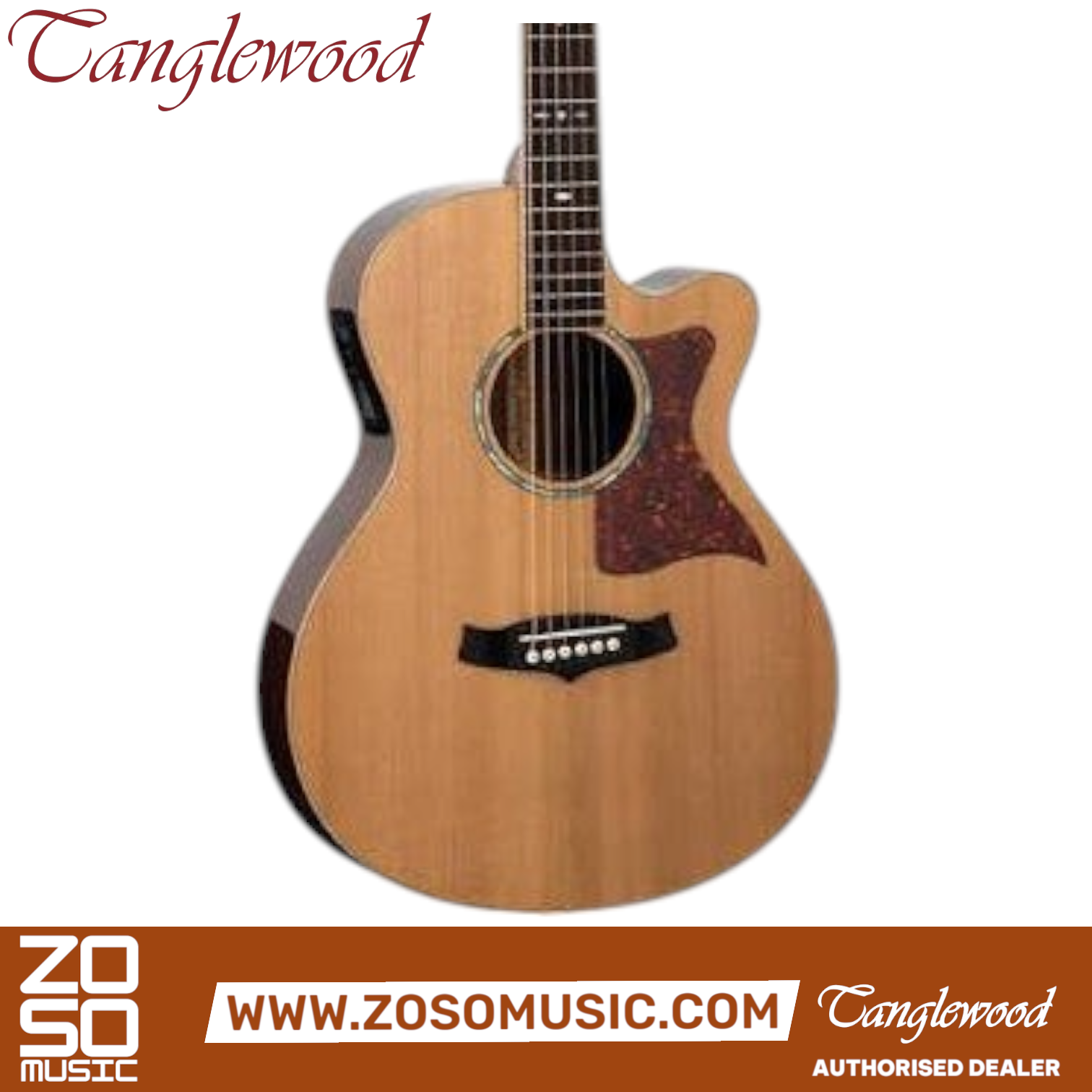 Zoso Music Tanglewood Sundance Reserve acoustic guitar with solid cedar top, mahogany body, and cutaway design.