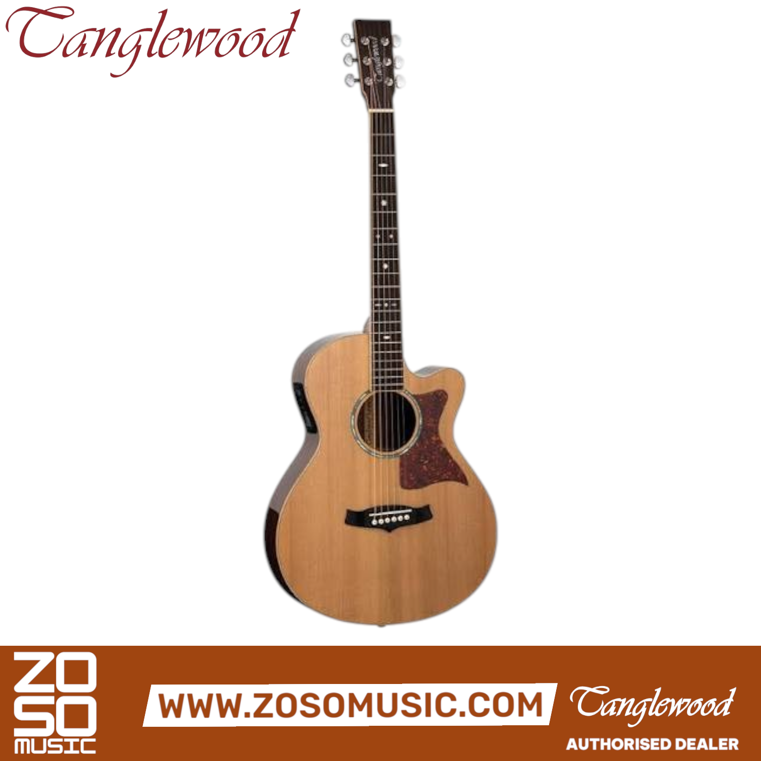 Zoso Music Tanglewood Sundance Reserve acoustic guitar with solid cedar top, mahogany body, and cutaway design.