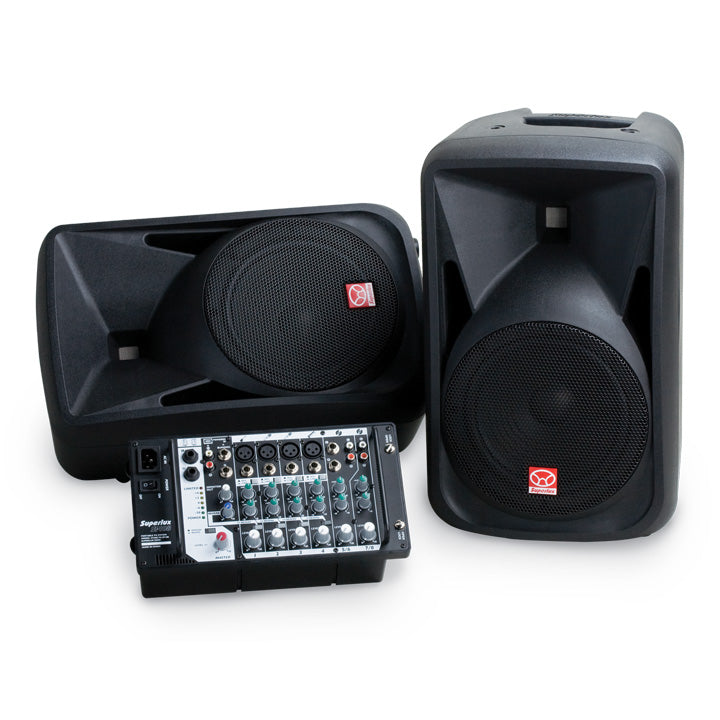 Superlux SP108 Portable PA, 220V, 2 speakers,
1 power AMP