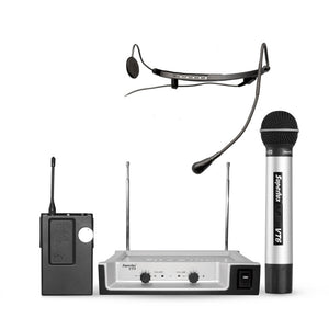 Superlux VT967/10B VHF Wireless microphone set,
w/ hand held mic x 1 w/headwore mic x 1 |  SUPERLUX |  WIRELESS MICROPHONE SYSTEM |  Zoso Music
