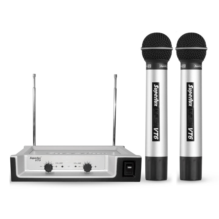 Superlux VT96 VHF Wireless microphone set,
w/ hand held mic x 2