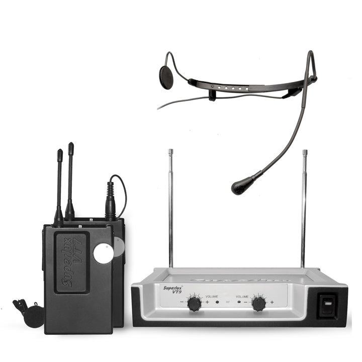Superlux VT97/12A+10B VHF Wireless microphone set,
w/ lavaliere mic x 1, w/ headwore mic x 1