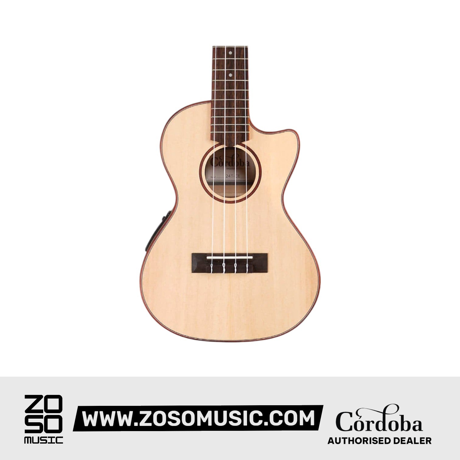 Cordoba 24T-CE Spruce Tenor Electric Ukulele - Spruce Top, Maple Back & Sides |  CORDOBA |  UKULELE |  Zoso Music