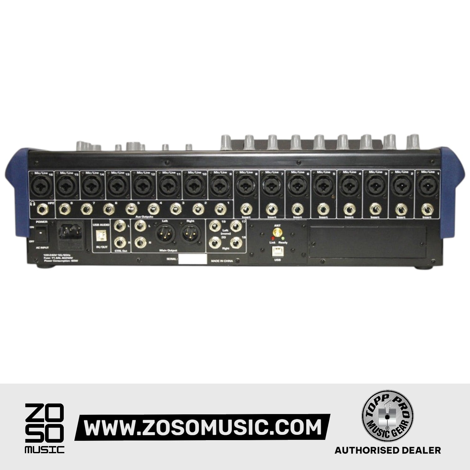 Topp Pro T2208 16 CH Digital Mixer, 10 Out, 2 FX & 7" Touch Screen |  TOPP PRO |  MIXER-DIGITAL |  Zoso Music