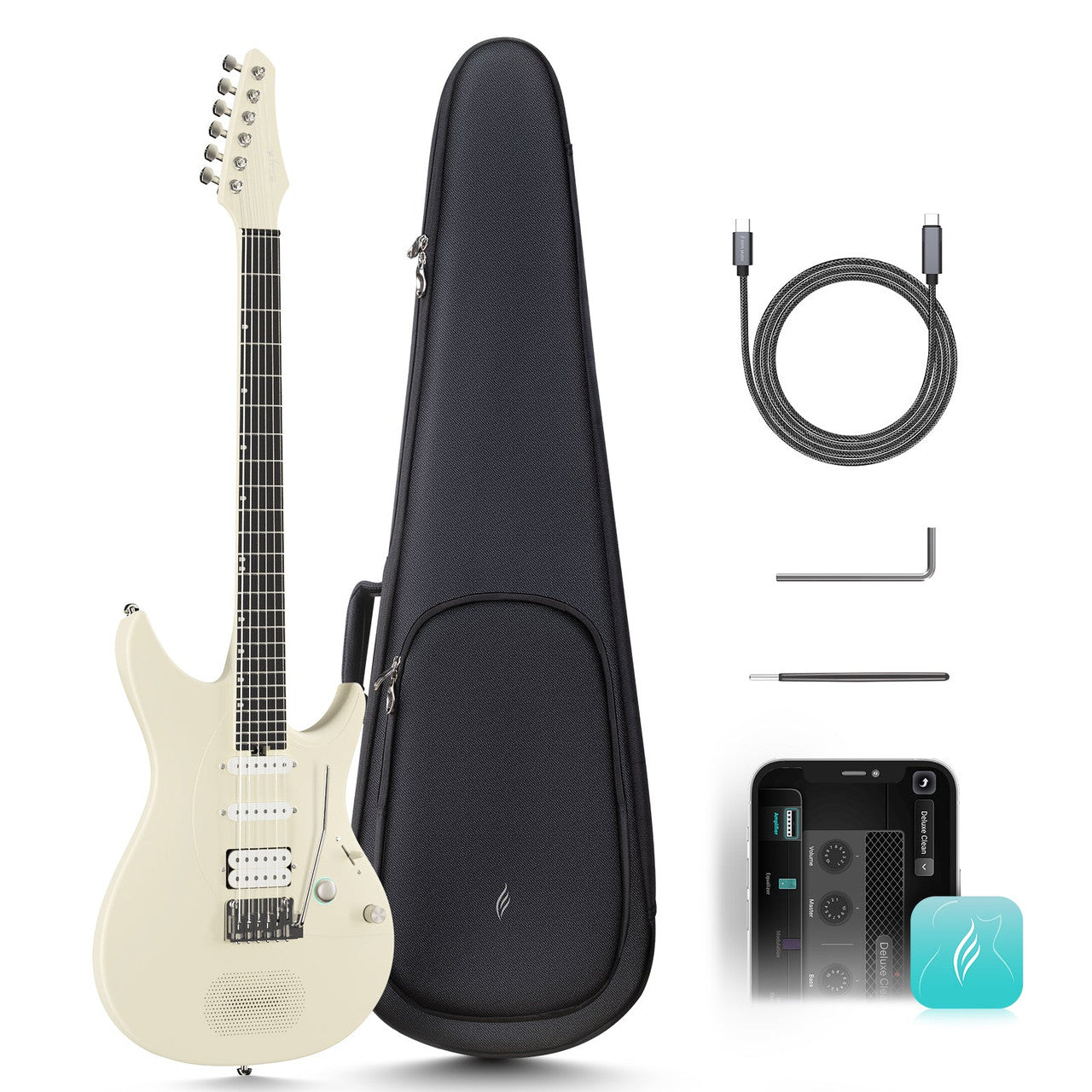 Enya Inspire Smart Electric Guitar - Beige | Zoso Music Sdn Bhd