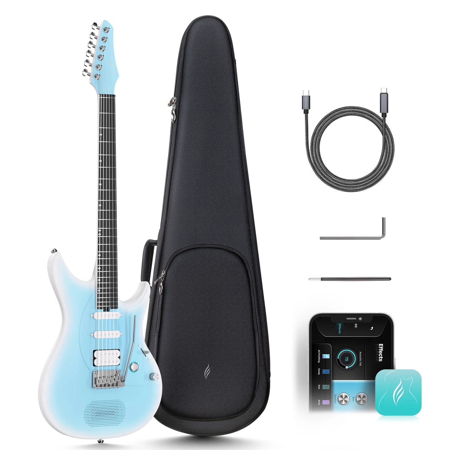Enya Inspire Smart Electric Guitar - Light Blue | Zoso Music Sdn Bhd