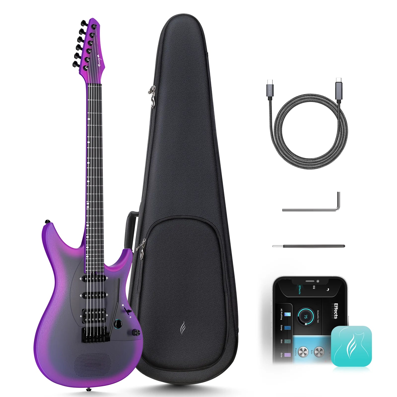 Enya Inspire Smart Electric Guitar - Royal Purple | Zoso Music Sdn Bhd
