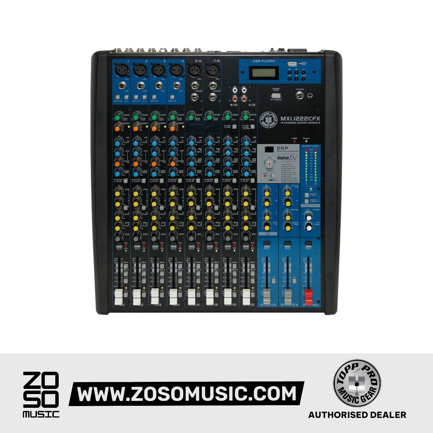 Topp Pro MXi.1222CFX 12-Input Mixer |  TOPP PRO |  MIXER-ANALOG |  Zoso Music