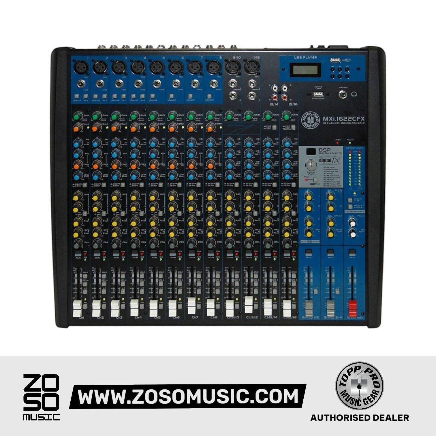Topp Pro MXi.1622CFX 16-Input Mixer |  TOPP PRO |  MIXER-ANALOG |  Zoso Music