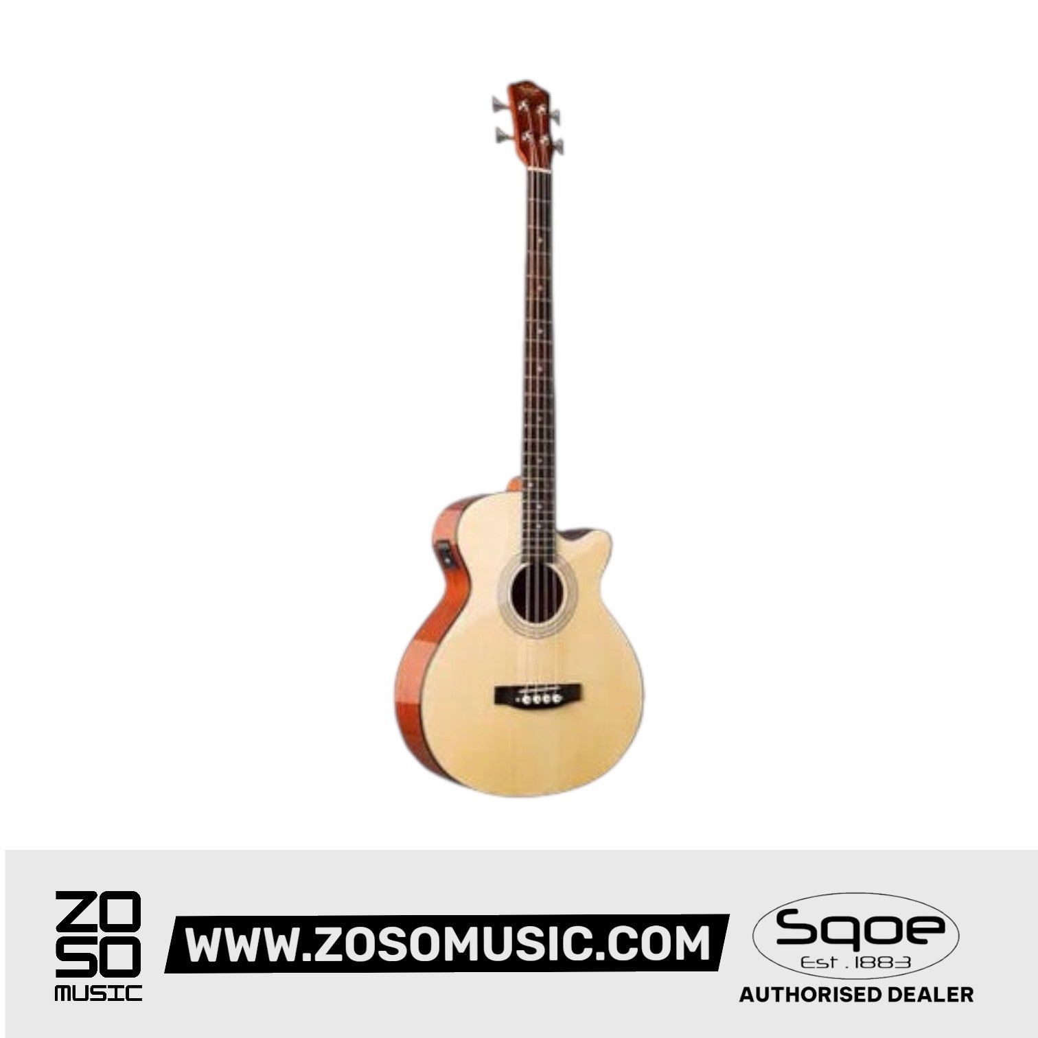 SQOE B20N Solid Wood Acoustic 4-string Bass Guitar
