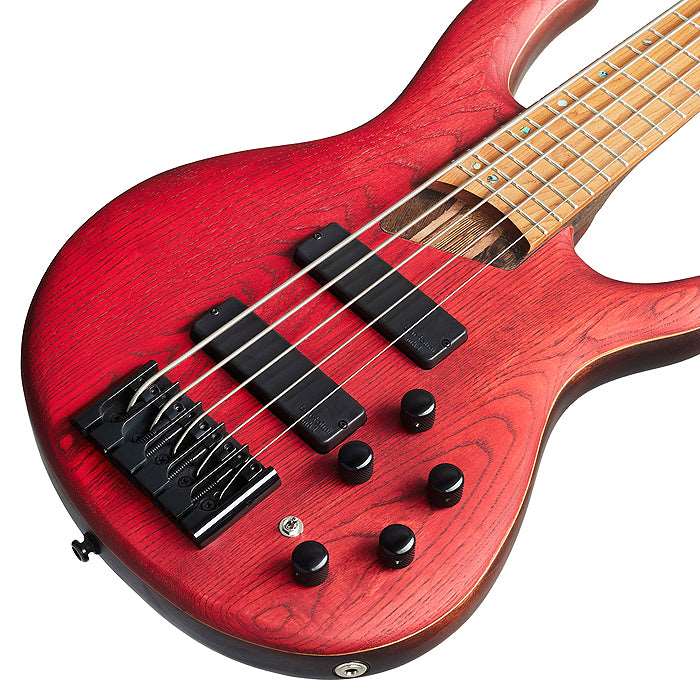 Cort B-5 Element 5-String Bass Guitar with Bag - Open Pore Burgundy Red