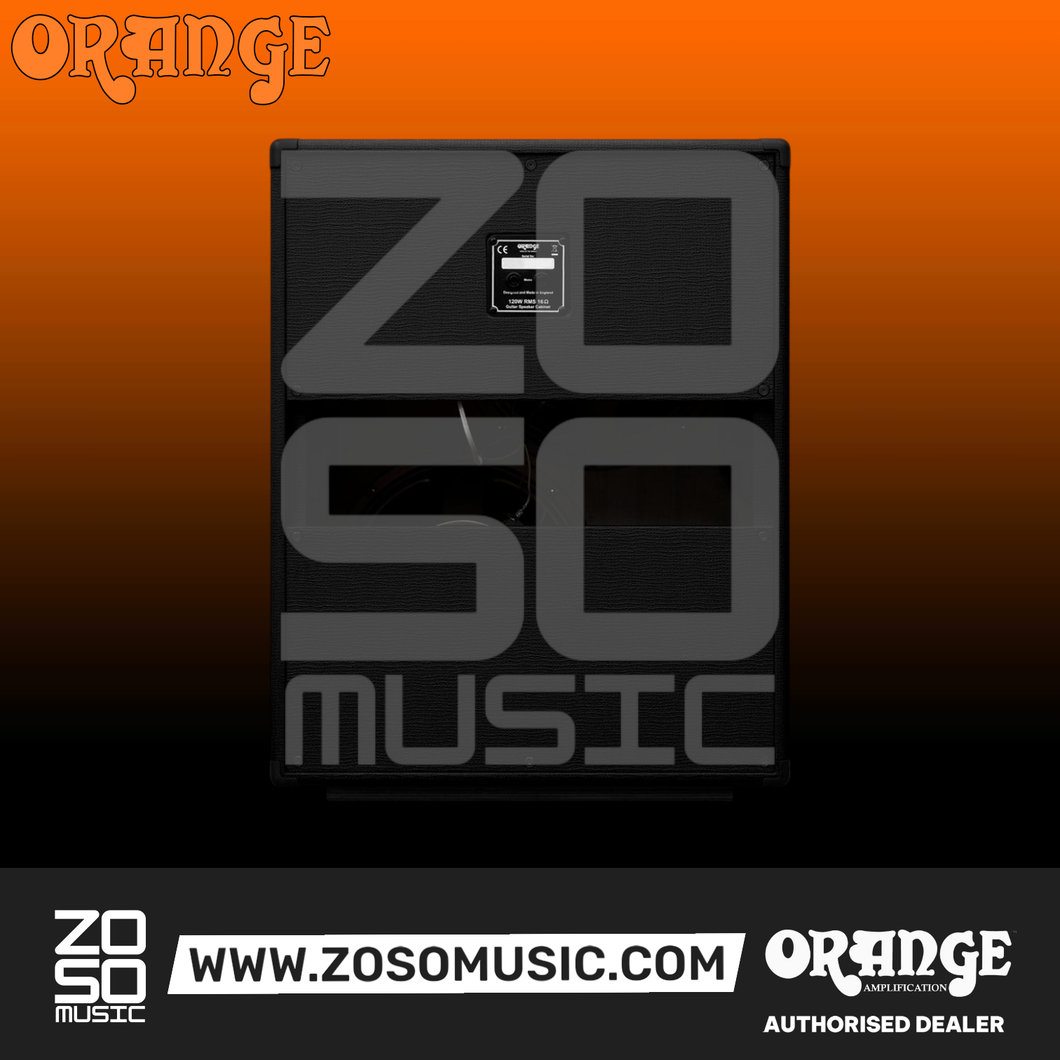 Orange PPC212 V 120-watt 2x12" Vertical Cabinet - Black [Made in UK]