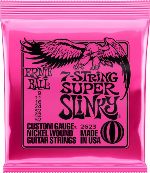Ernie Ball Super Slinky 7-String Nickel Wound Electric Guitar Strings, 9-52 | Zoso Music Sdn Bhd