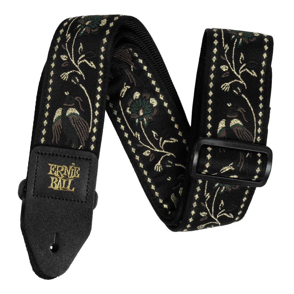 Ernie Ball P05372 Classic Jacquard Guitar Strap, Black Pleasant Pheasant | Zoso Music Sdn Bhd
