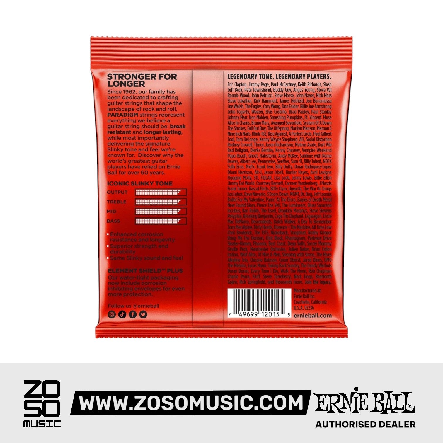 Ernie Ball Paradigm Skinny Top Heavy Bottom Slinky Electric Guitar Strings, 10-52