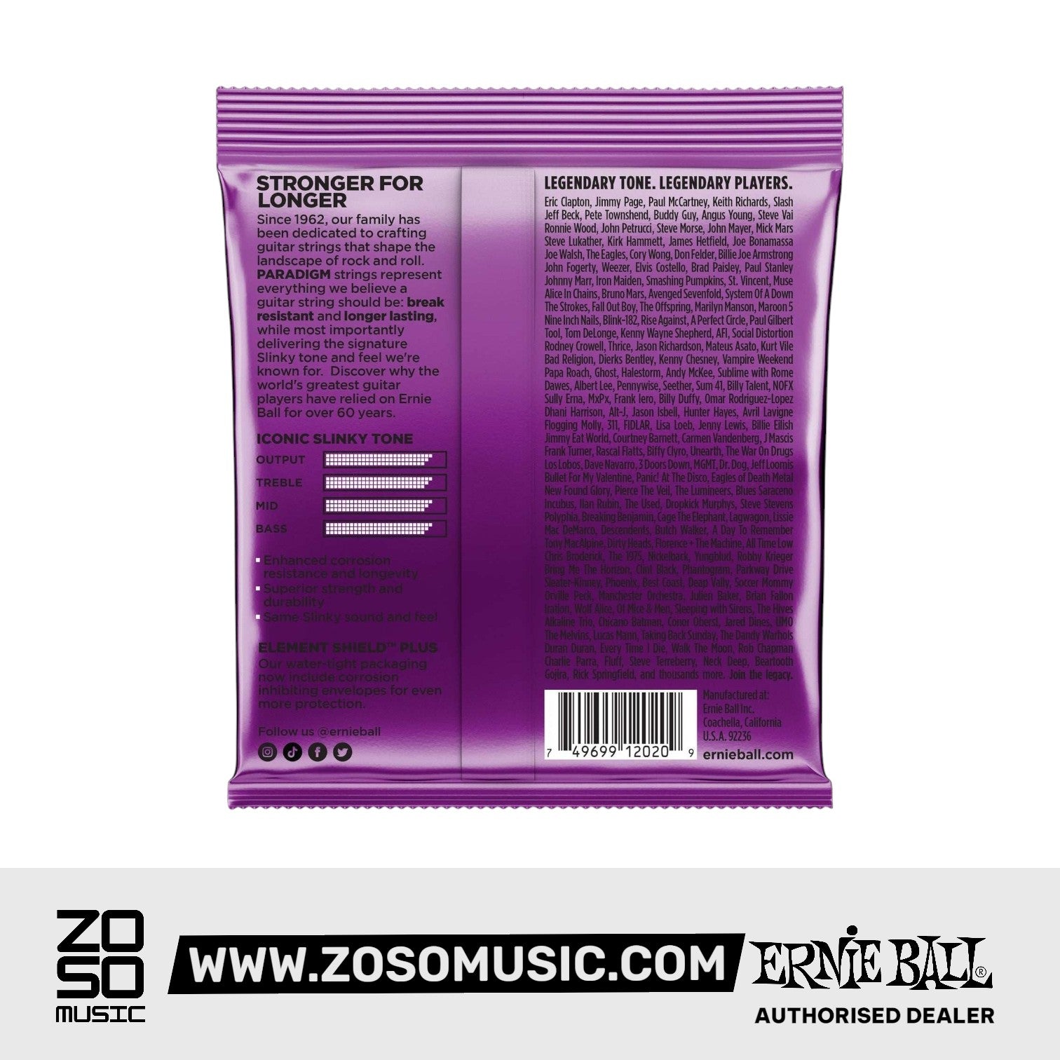 Ernie Ball Paradigm Power Slinky Electric Guitar Strings, 11-48