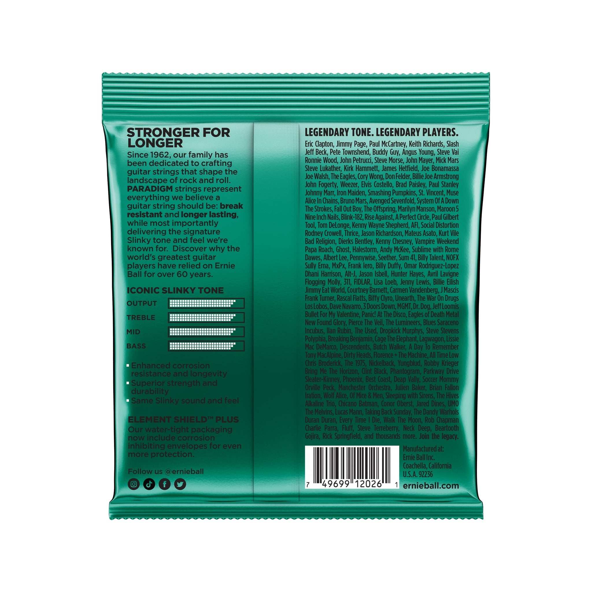 Ernie Ball Paradigm Not Even Slinky Electric Guitar Strings, 12-56
