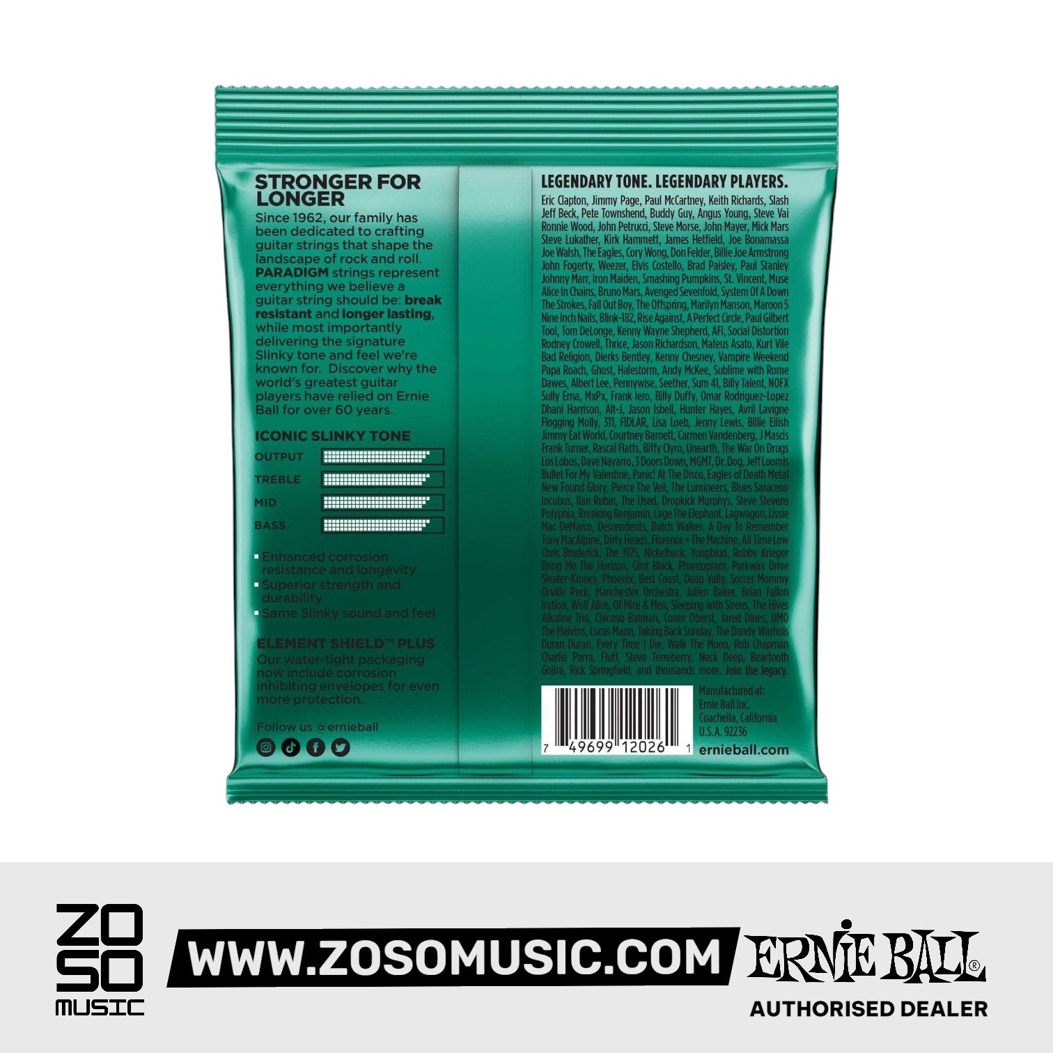Ernie Ball Paradigm Not Even Slinky Electric Guitar Strings, 12-56