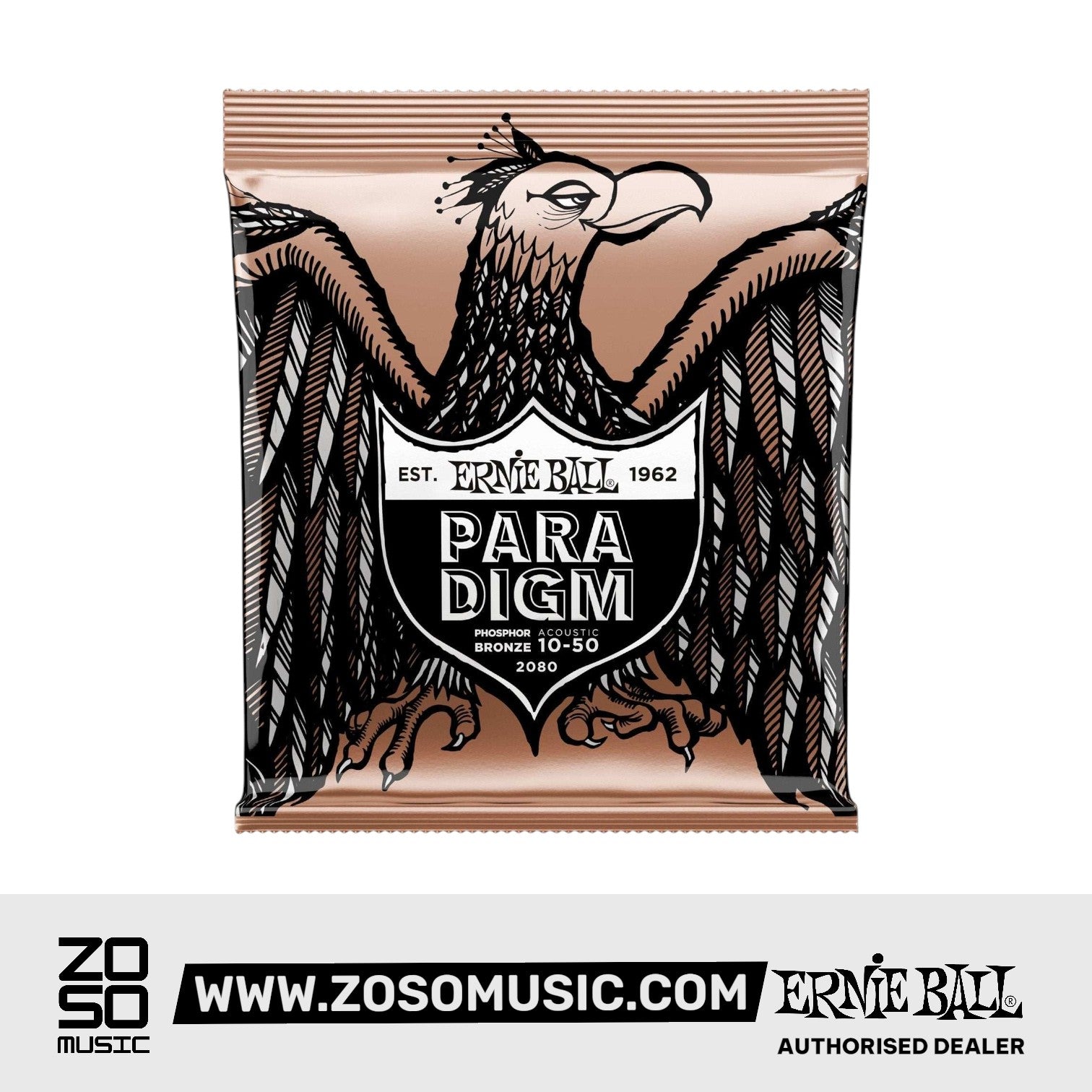 Ernie Ball Paradigm Extra Light Phosphor Bronze Acoustic Guitar Strings, 10-50 | Zoso Music Sdn Bhd