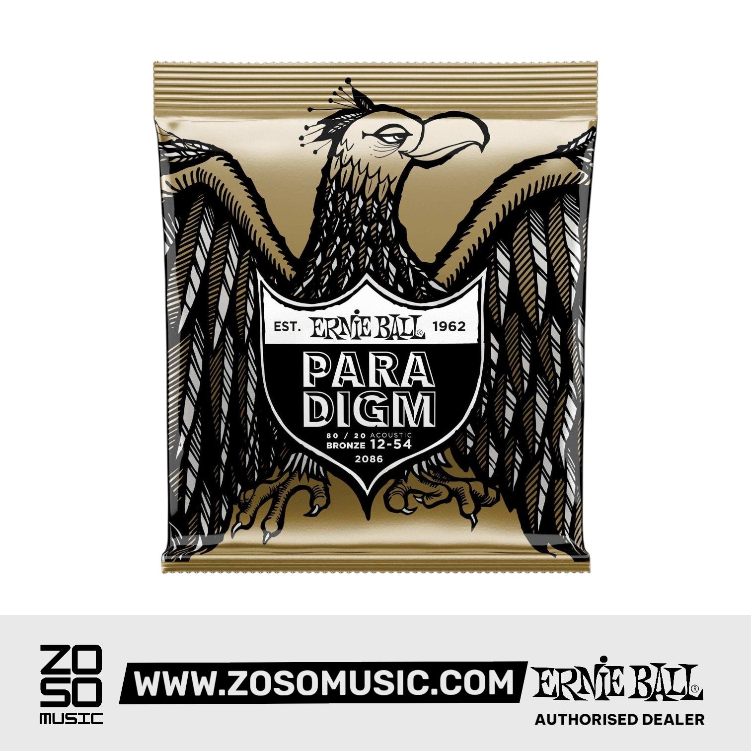 Ernie Ball Paradigm Medium Light 80/20 Bronze Acoustic Guitar Strings, 12-54 | Zoso Music Sdn Bhd