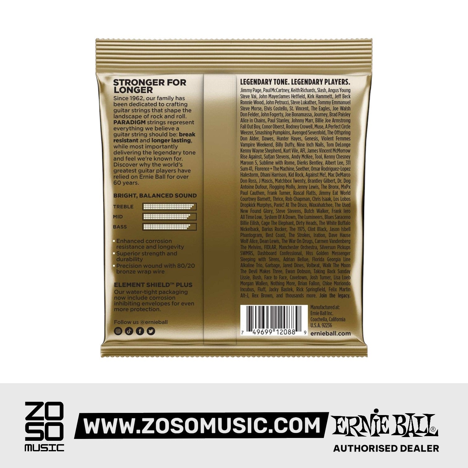 Ernie Ball Paradigm Light 80/20 Bronze Acoustic Guitar Strings, 11-52