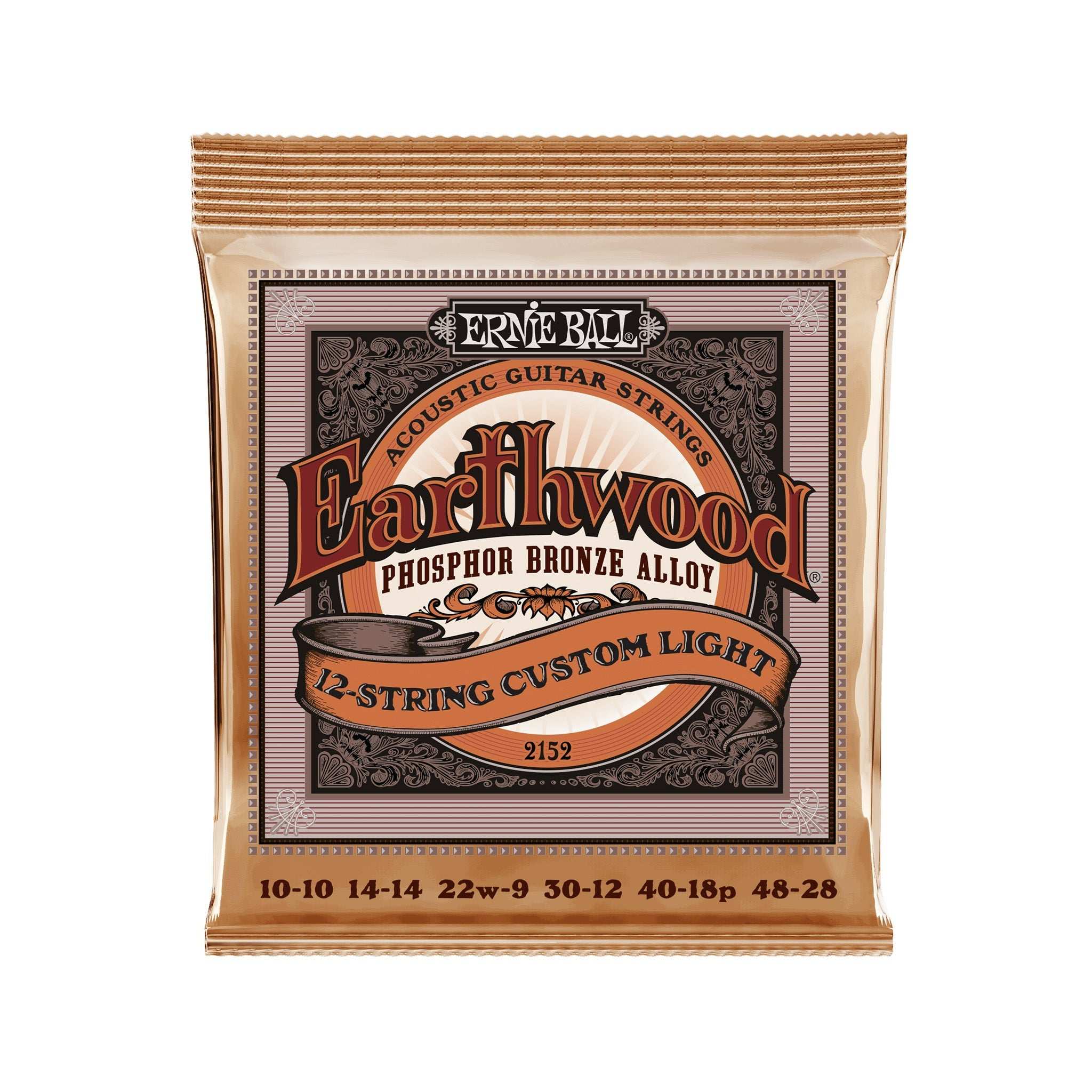 Ernie Ball Earthwood 12-String Custom Light Phosphor Bronze Acoustic Guitar Strings, 10-48 | Zoso Music Sdn Bhd