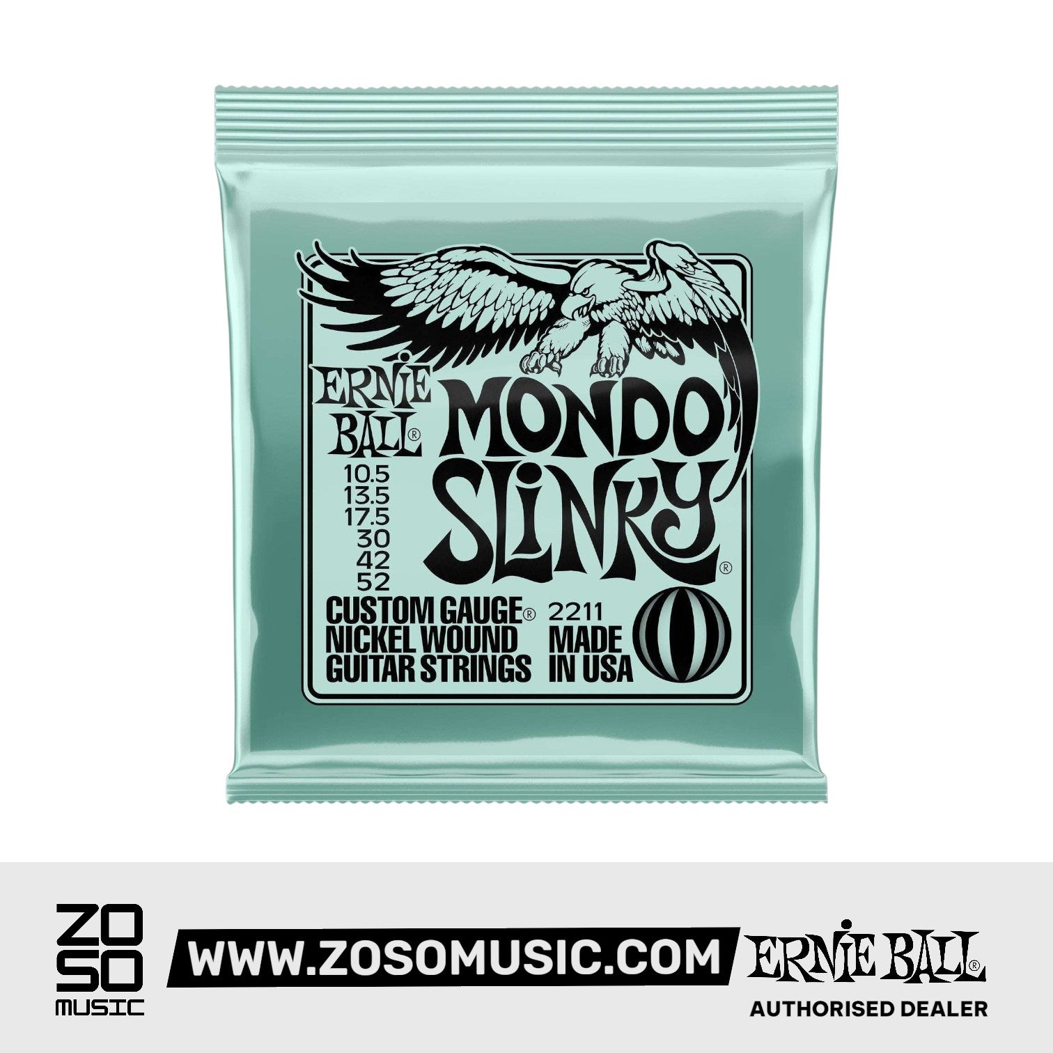 Ernie Ball Mondo Slinky Nickel Wound Electric Guitar Strings 10.5-52 | Zoso Music Sdn Bhd